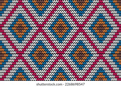 Ethnic seamless pattern, knitting texture design for wallpaper, background, fabric, curtain, carpet, clothing, and wrapping.