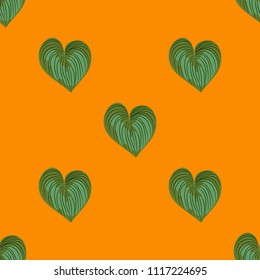 Ethnic seamless pattern with leaves in the form of hearts.