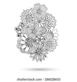 Ethnic seamless pattern with mandala, cucumbers and paisley. Round Ornament Pattern. Ornamental Flowers.