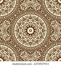 Patrón étnico sin foco con patrón floral de Mandala