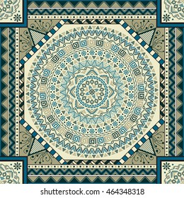 Ethnic seamless pattern with mandala and other elements. Repeating geometric background. Tribal print. Vector mandala design in the boho style