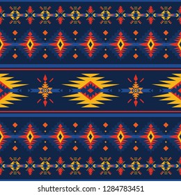 Ethnic seamless pattern. Native American Southwest,  Navajo, Aztec  geometric ornament. Tribal vector art.