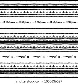 Ethnic seamless pattern in native style. Tribal vector seamless pattern with native American Indian symbols. Boarder pattern. Hand-drawn indian background vector. Native american tent pattern