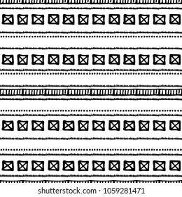 Ethnic seamless pattern in native style. Tribal vector seamless pattern with native American Indian symbols. Boarder pattern. Hand-drawn indian background vector. Native american tent pattern