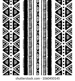 Ethnic seamless pattern in native style. Tribal vector seamless pattern with native American Indian symbols. Boarder pattern. Hand-drawn indian background vector. Native american tent pattern