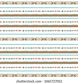 Ethnic seamless pattern in native style. Tribal vector seamless pattern with native American Indian symbols. Boarder pattern. Hand-drawn indian background vector. Native american tent pattern