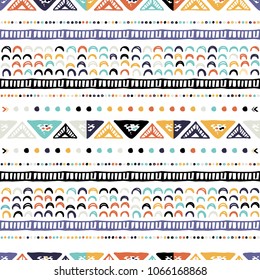 Ethnic seamless pattern in native style. Tribal vector seamless pattern with native American Indian symbols. Border pattern. Hand-drawn indian background vector. Native american tent pattern