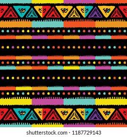 Ethnic seamless pattern in native style. Tribal vector seamless pattern with native American Indian symbols. Boarder pattern. Hand-drawn indian background vector. Native american tent pattern