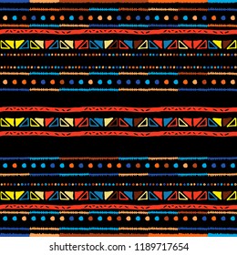 Ethnic seamless pattern in native style. Tribal vector seamless pattern with native American Indian symbols. Boarder pattern. Hand-drawn indian background vector. Native american tent pattern