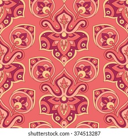 Ethnic seamless pattern. Oriental decorative elements. Boho style vector illustration. Abstract background.  