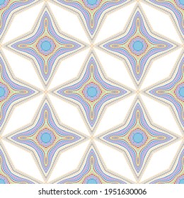 Ethnic seamless pattern. Ornamental modern background. Repeat light vector backdrop. Trribal geometric ornaments with geometrical shapes, zigzag lines, borders, stars. Decorative design on white.