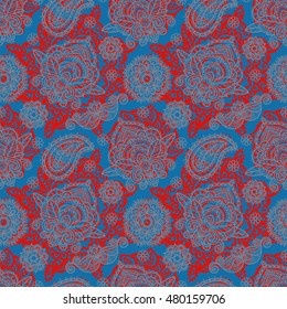 Ethnic seamless pattern. Paisley, mandala. Tribal art boho abstract print. Lace. Floral background texture. Fabric design, website decoration