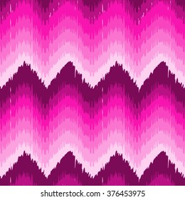 Ethnic seamless pattern pink zig zag ornament. Tribal zig zag pattern magenta gradient ikat seamless.