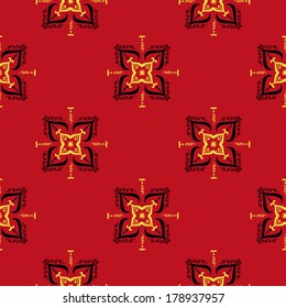 ethnic seamless pattern in red