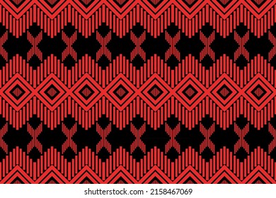 Ethnic seamless pattern with red colors Geometric background. Modern abstract wallpaper. For design of paper, textile. Vector.