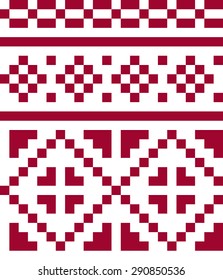 Ethnic seamless pattern in red and white colors. Simple ethnic elements. Background for cards, textile, wallpaper or wrapping paper.