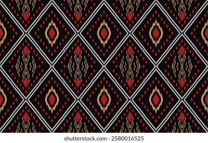 Ethnic seamless pattern repeating tribal fabric boho fashion colorful geometric ornaments can be used for background, textile, coloring book, cover, curtain, clothing.