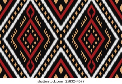 Ethnic seamless pattern repeating tribal fabric boho fashion colorful geometric ornaments can be used for background, textile, coloring book, cover, curtain, clothing.