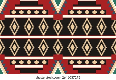 Ethnic seamless pattern repeating tribal fabric boho fashion colorful geometric ornaments can be used for background, textile, coloring book, cover, curtain, clothing.