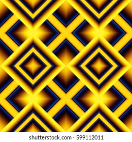 Ethnic seamless pattern from rhombs with yellow-blue glow