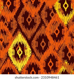 Ethnic seamless pattern, rhombuses. Ikat. Stylization. Vector repeating pattern. For design, fabric, print, wallpaper, paper
