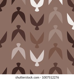 Ethnic Seamless Pattern with Stylized Birds. Crows. Geometric Pattern in Ethnic Style. Ethnic Seamless Pattern for Wallpaper, Textile, Banner, Pouring, Surface Textures, Wrapping Paper, Tile.
