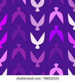 Ethnic Seamless Pattern with Stylized Birds. Crows. Geometric Pattern in Ethnic Style. Ethnic Seamless Pattern for Wallpaper, Textile, Banner, Pouring, Surface Textures, Wrapping Paper, Tile.