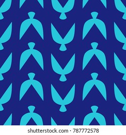 Ethnic Seamless Pattern with Stylized Birds. Crows. Geometric Pattern in Ethnic Style. Ethnic Seamless Pattern for Wallpaper, Textile, Banner, Pouring, Surface Textures, Wrapping Paper, Tile.