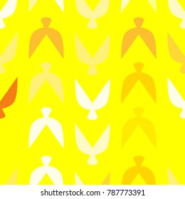 Ethnic Seamless Pattern with Stylized Birds. Crows. Geometric Pattern in Ethnic Style. Ethnic Seamless Pattern for Wallpaper, Textile, Banner, Pouring, Surface Textures, Wrapping Paper, Tile.