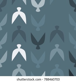 Ethnic Seamless Pattern with Stylized Birds. Crows. Geometric Pattern in Ethnic Style. Ethnic Seamless Pattern for Wallpaper, Textile, Banner, Pouring, Surface Textures, Wrapping Paper, Tile.