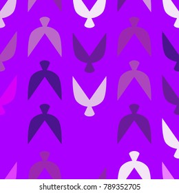 Ethnic Seamless Pattern with Stylized Birds. Crows. Geometric Pattern in Ethnic Style. Ethnic Seamless Pattern for Wallpaper, Textile, Banner, Pouring, Surface Textures, Wrapping Paper, Tile.