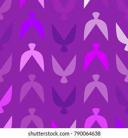 Ethnic Seamless Pattern with Stylized Birds. Crows. Geometric Pattern in Ethnic Style. Ethnic Seamless Pattern for Wallpaper, Textile, Banner, Pouring, Surface Textures, Wrapping Paper, Tile.