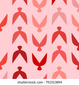 Ethnic Seamless Pattern with Stylized Birds. Crows. Geometric Pattern in Ethnic Style. Ethnic Seamless Pattern for Wallpaper, Textile, Banner, Pouring, Surface Textures, Wrapping Paper, Tile.