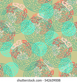 Ethnic Seamless Pattern with Tangled Lines and Abstract Motives. Unusual Design for Wallpaper, Cloth, Textile, Wrapping, Fabric, Paper/