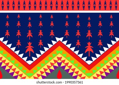 diseño de fondo tradicional de patrón étnico sin costuras para alfombras, papel de pared, ropa, envoltura, batik, tela, ilustración vectorial estilo bordado.