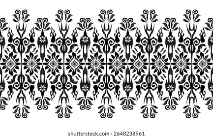 Diseño de fondo tradicional de patrón inconsútil étnico para alfombra, Fondo de pantalla, ropa, envoltura, batik, tela, Ilustración vectorial de bordado.