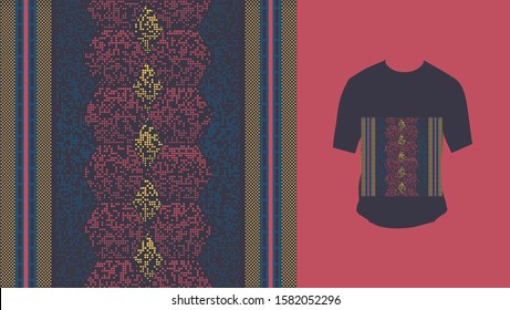 Ethnic seamless pattern traditional. Design for clothing, bandana, background, carpet, wallpaper, wrapping, bag, Batik, fabric. Vector illustration. Embroidery style.