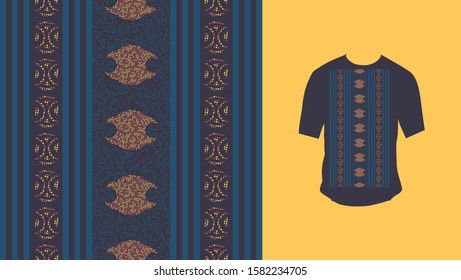 Ethnic seamless pattern traditional. Design for clothing, bandana, background, carpet, wallpaper, wrapping, bag, Batik, fabric. Vector illustration. Embroidery style