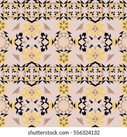 Ethnic seamless pattern with triangle and abstract geometric ornament. Tribal background texture. Vector illustration hipster background.