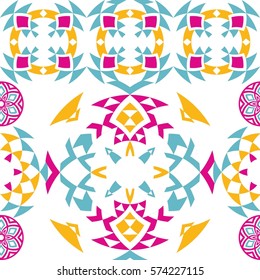 Ethnic seamless pattern with triangle and abstract geometric ornament. Tribal background texture. Vector illustration hipster background.