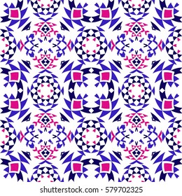 Ethnic seamless pattern with triangle and abstract geometric ornament. Tribal background texture. Vector illustration hipster background.