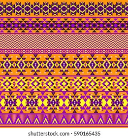 Ethnic seamless pattern with triangle and abstract geometric ornament. Tribal background texture. Native american navajo aztec pattern. Vector illustration hipster background.