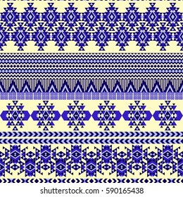 Ethnic seamless pattern with triangle and abstract geometric ornament. Tribal background texture. Native american navajo aztec pattern. Vector illustration hipster background.