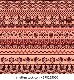 Ethnic seamless pattern with triangle and abstract geometric ornament. Hand drawn tribal background texture. Native american Navajo Aztec pattern. Vector illustration hipster background.