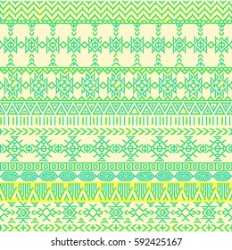 Ethnic seamless pattern with triangle and abstract geometric ornament. Hand drawn tribal background texture. Native american navajo aztec pattern. Vector illustration hipster background.