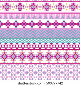 Ethnic seamless pattern with triangle and abstract geometric ornament. Tribal background texture. Native american navajo aztec pattern. Vector illustration hipster background.