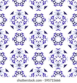 Ethnic seamless pattern with triangle and abstract geometric ornament. Tribal background texture. Vector illustration hipster background.