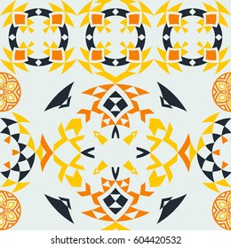Ethnic seamless pattern with triangle and abstract geometric ornament. Tribal background texture. Vector illustration hipster background.