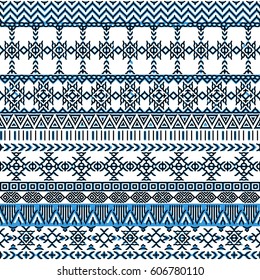 Ethnic seamless pattern with triangle and abstract geometric ornament. Hand drawn tribal background texture. Native american navajo aztec pattern. Vector illustration hipster background.