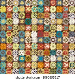 Ethnic seamless pattern. Tribal art print. Abstract geometric background. Tile, patchwork. Fabric design